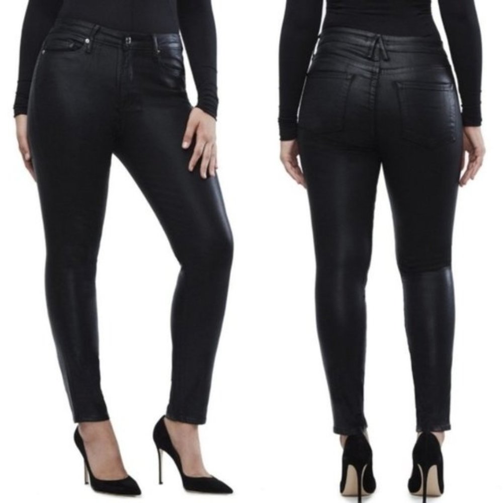 Good American Good Legs Black Coated Skinny Jeans, Plus Size - Picture 4 of 4